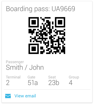  QR code of a boarding pass